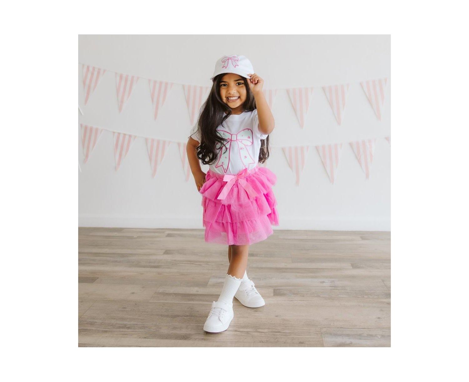 Baby Girls Raspberry Bow Tiered Tutu Skirt