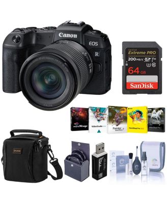 EOS RP 26.2MP Full-Frame Mirrorless Camera with RF 24-105mm F4-7.1 IS STM Lens - Bundle With Camera Case, 64GB SDXC Card, 67mm Filter Kit,