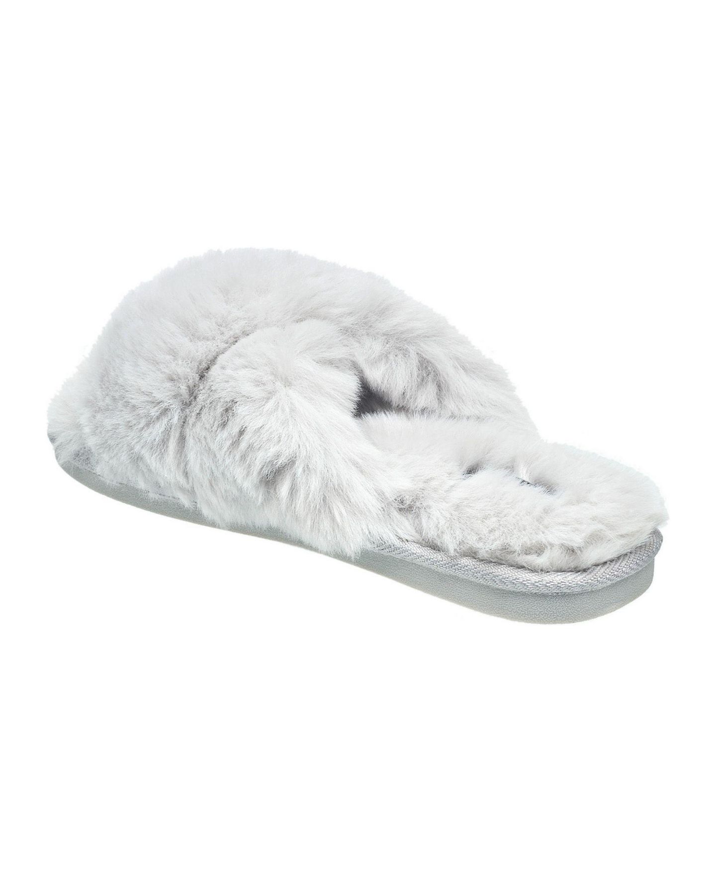 Женские тапочки Nine West X-Band Faux Fur Slipper - Seafoam Green L, цвет: Пепельный серый — фото 3