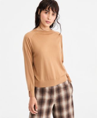 Women's Crewneck Raglan-Sleeve Wool Sweater
