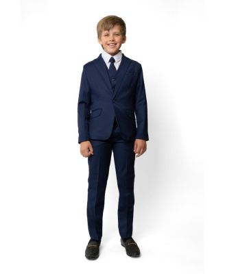 Big Boys Luxor Slim Fit Wool Blend 5-Piece Shirt, Tie, Jacket, Vest and Pants Suit Set