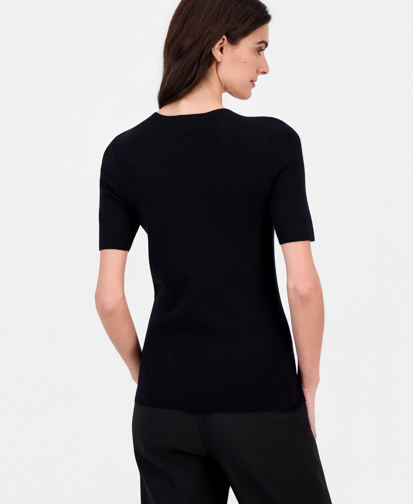 Женский свитер Tahari ASL Fine-Rib Crewneck Sweater T-Shirt, цвет: Чёрный — фото 2