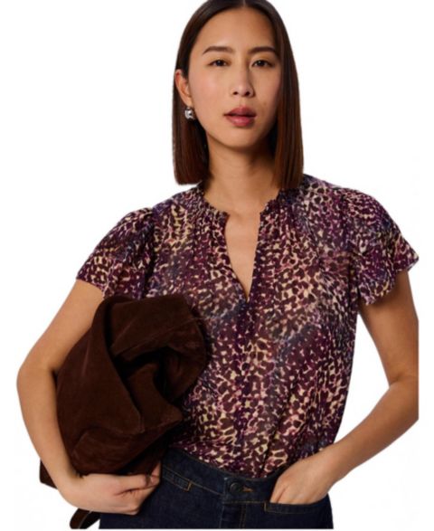 Женский топ Whistles Orchid Print Dobby, цвет: Разноцветный