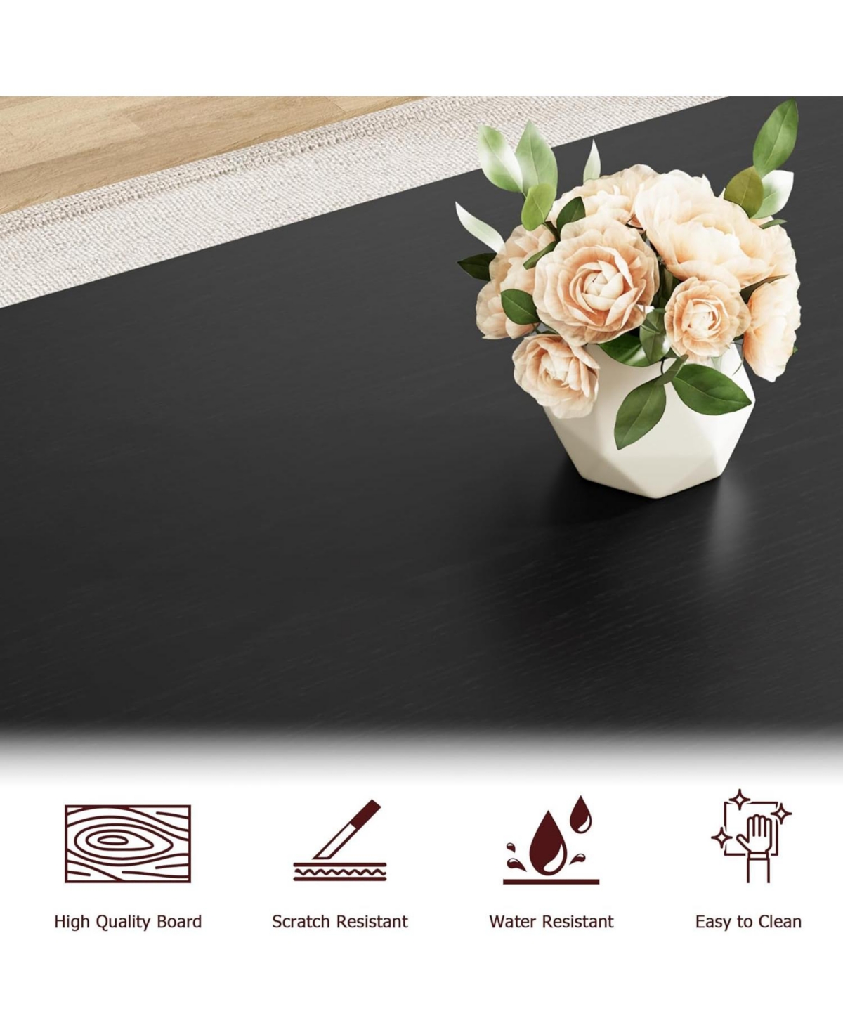 gaomon 55" Dining Table Set for 4 with 2 Benches, Metal Frame