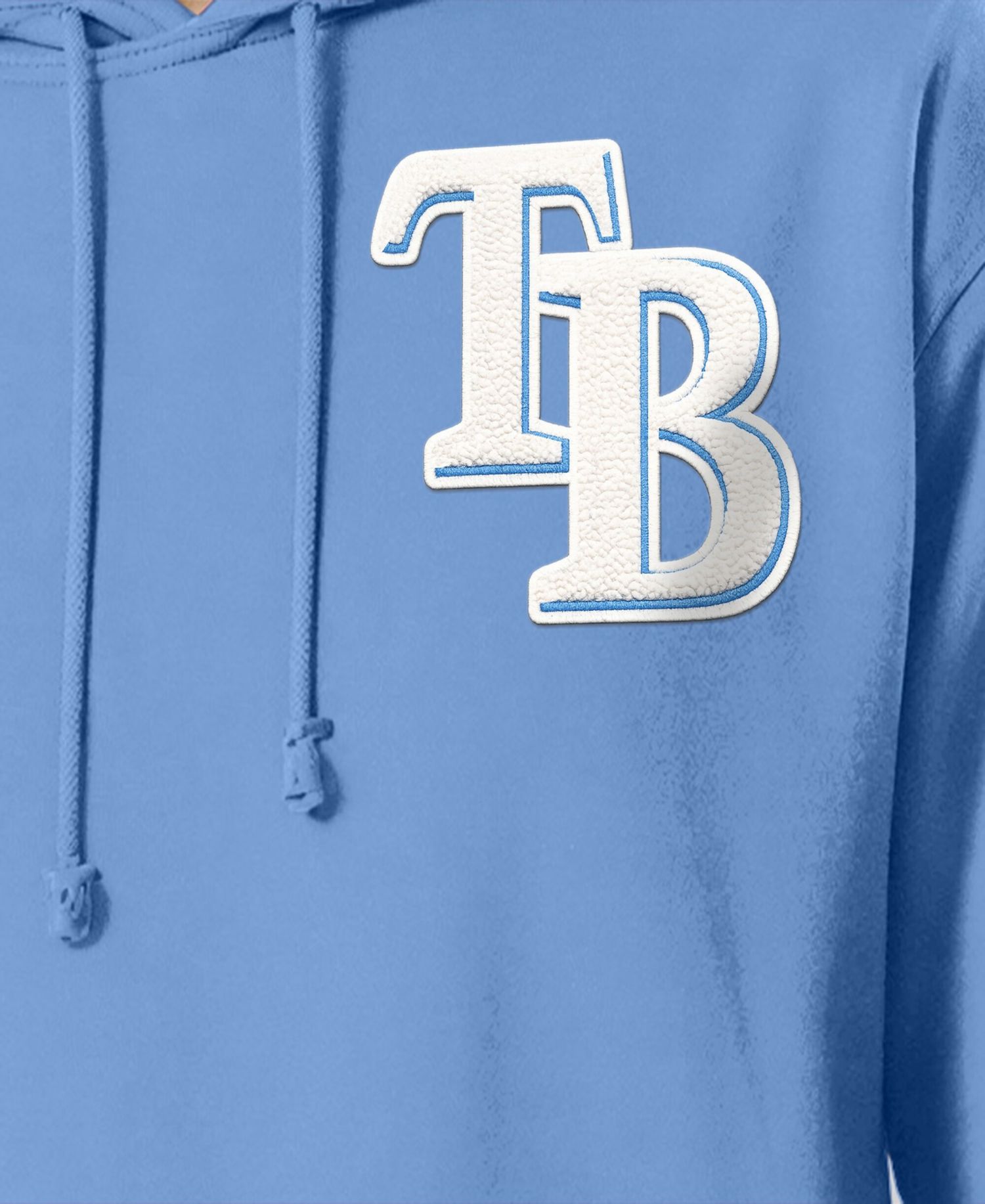 Men's Light Blue Tampa Bay Rays Reverse Weave Chenille Hoodie