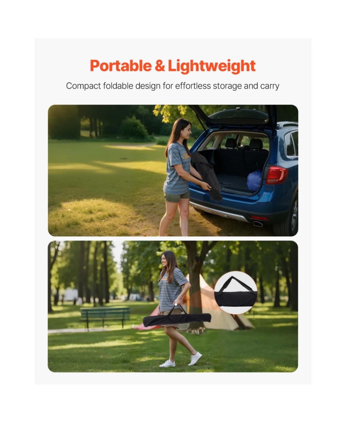 Yiortwo Folding Portable Camping Table, Aluminum Roll Up Picnic Table with Storage Bag