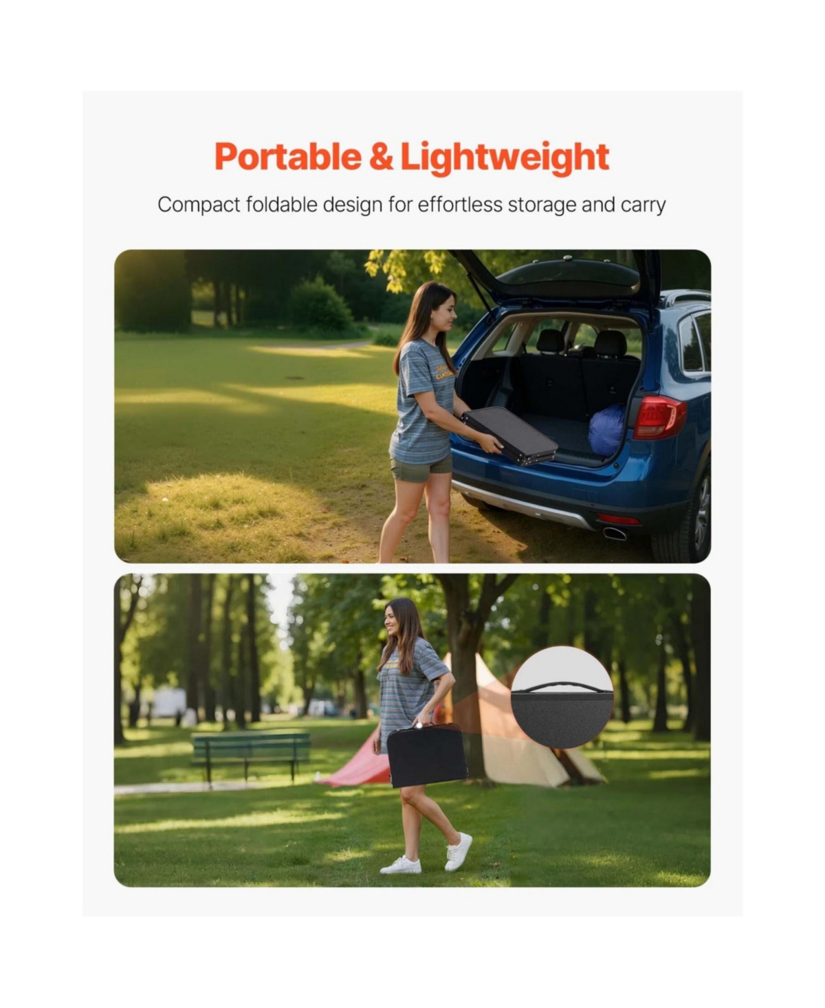 Yiortwo 2 Ft Folding Portable Camping Table Adjustable Height Aluminum Outdoor Picnic Table with Storage Mesh and Carry Handle