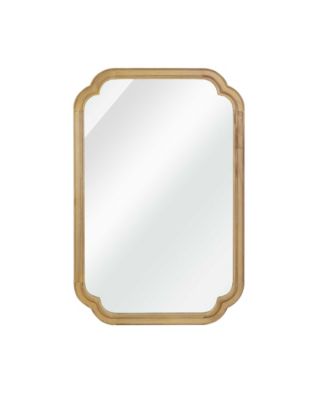 Natural Wood Color Solid Wood Frame Mirror Rounded Corner Decorative Wall Mirror for Bedroom Bathroom Living Room Entryway Wall Decor