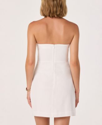 dress the population kyla strapless mini dress ASTR the Label | Kyla Print Mini Dress in Ivory Orange Floral