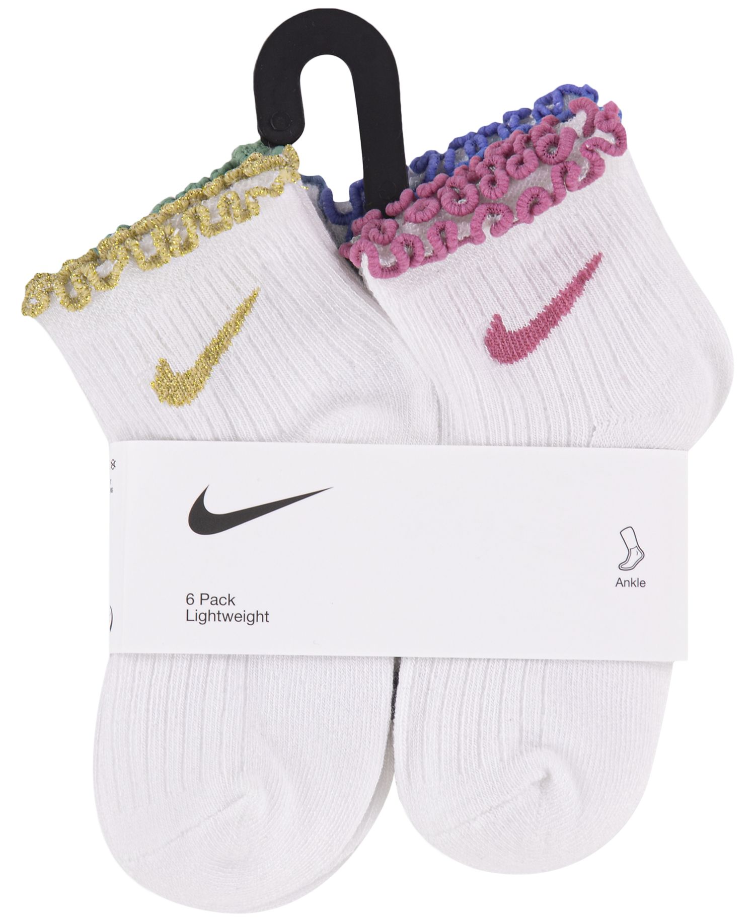 Girls' 4-7 Lettuce Ankle Socks, 6-Pack