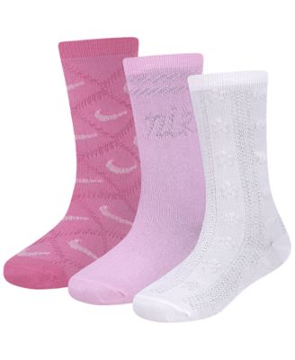 Girls' 4-7 Textured Lattice Crew Socks, 3-Pack