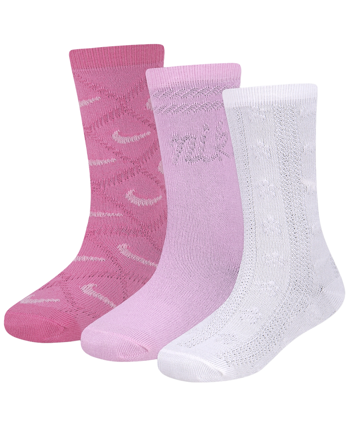 Nike Kids' Girls' 4-7 Textured Lattice Crew Socks, 3-pack