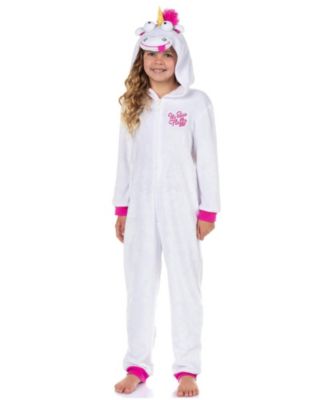 Kid's Fluffy Unicorn Character Union Suit One Piece Hooded Pajama
