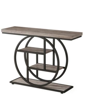 41.3" Industrial Console Table with 4 Tiers and Circle Base
