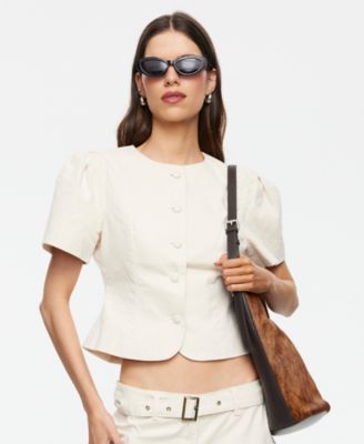 Women's Cropped Short-Sleeve Blouse