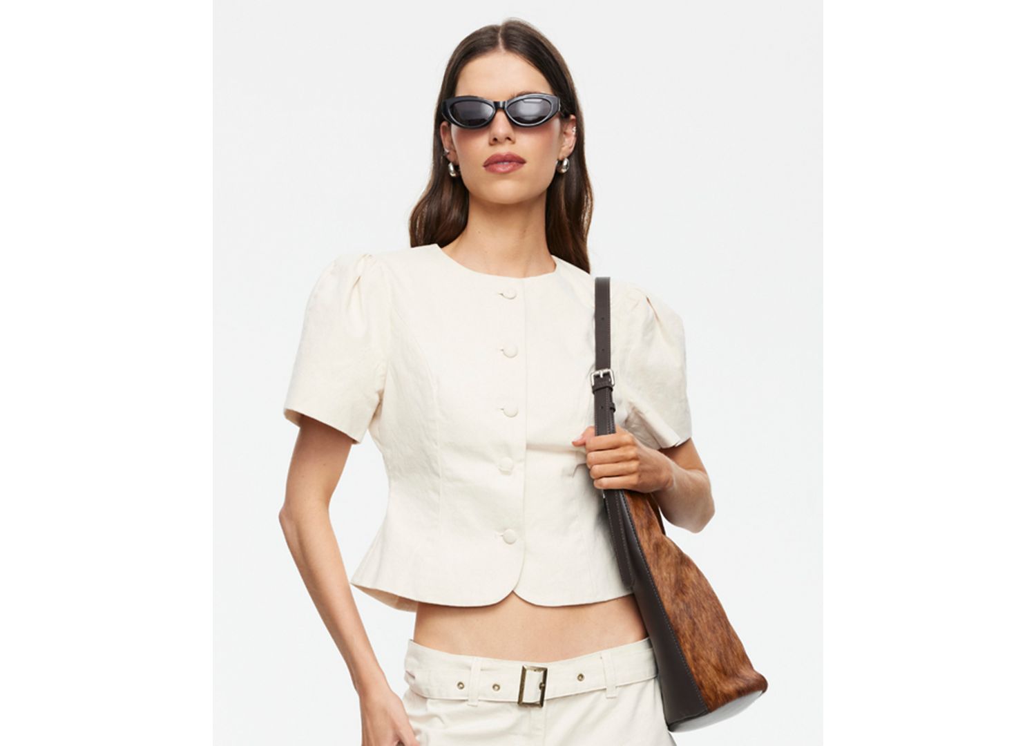Women's Cropped Short-Sleeve Blouse