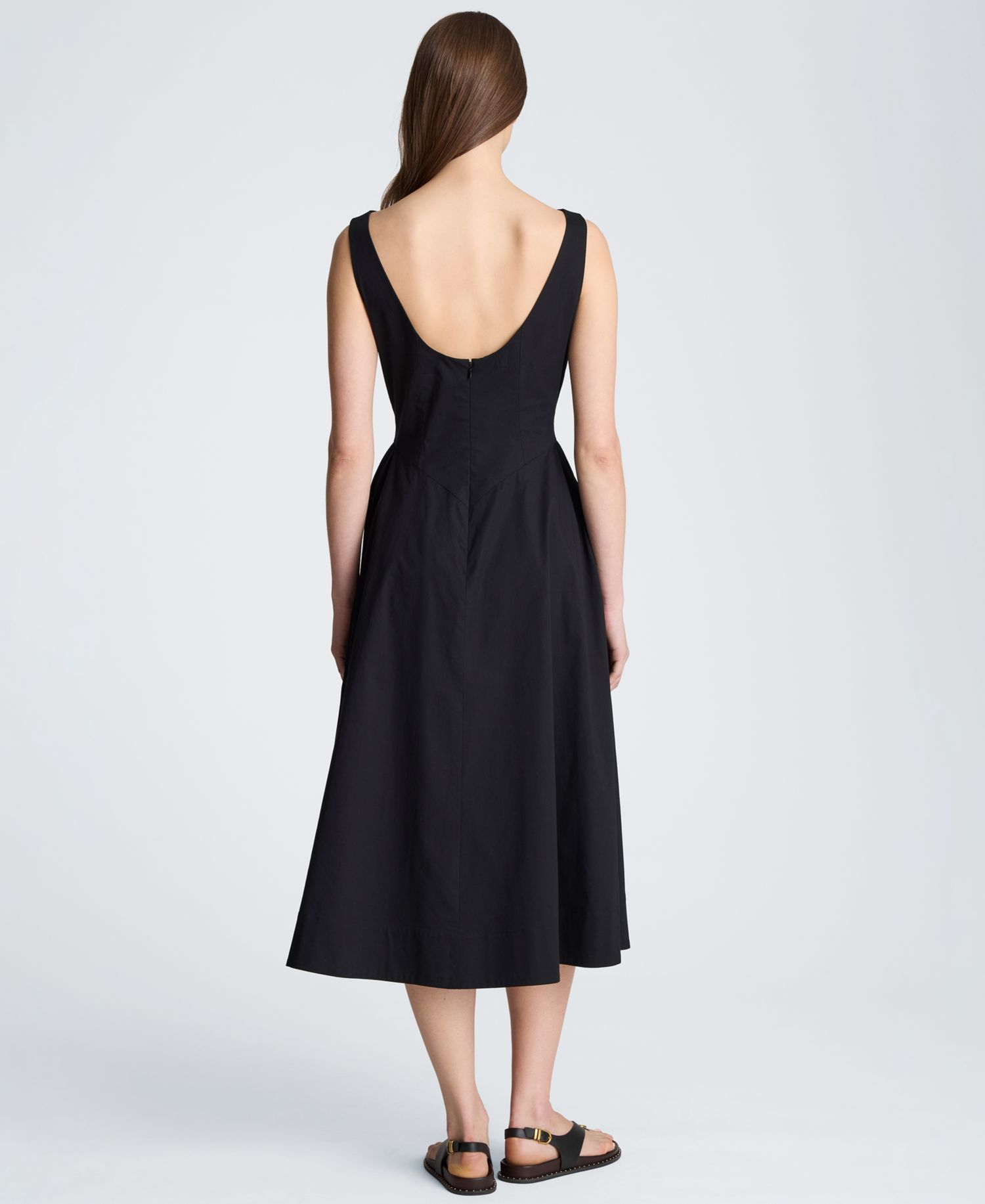 Women's Sleeveless Boat Neck Midi Dress