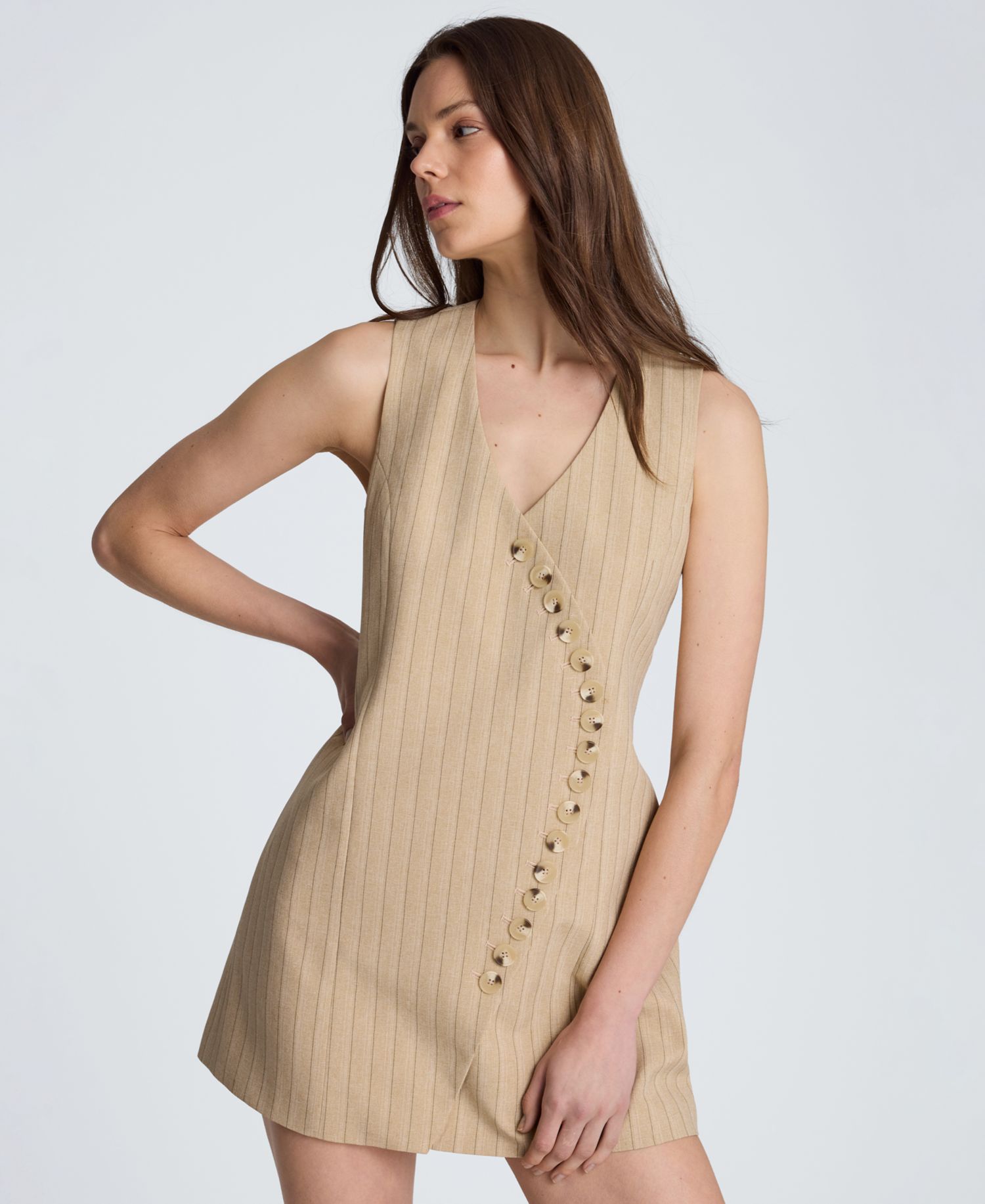 Women's Curved Front Striped Mini Dress