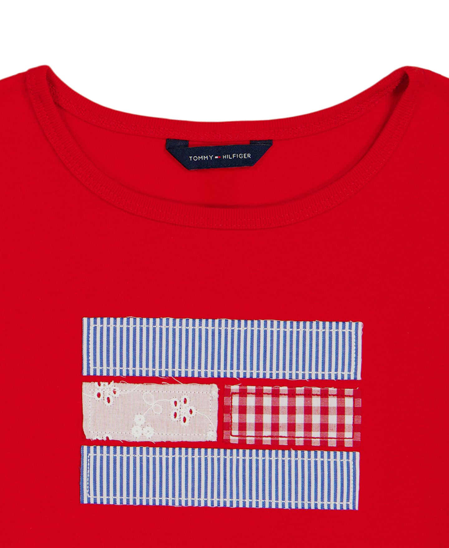 Футболка Tommy Hilfiger Embroidered Round-Neck для девочек, цвет: Красный — фото 3