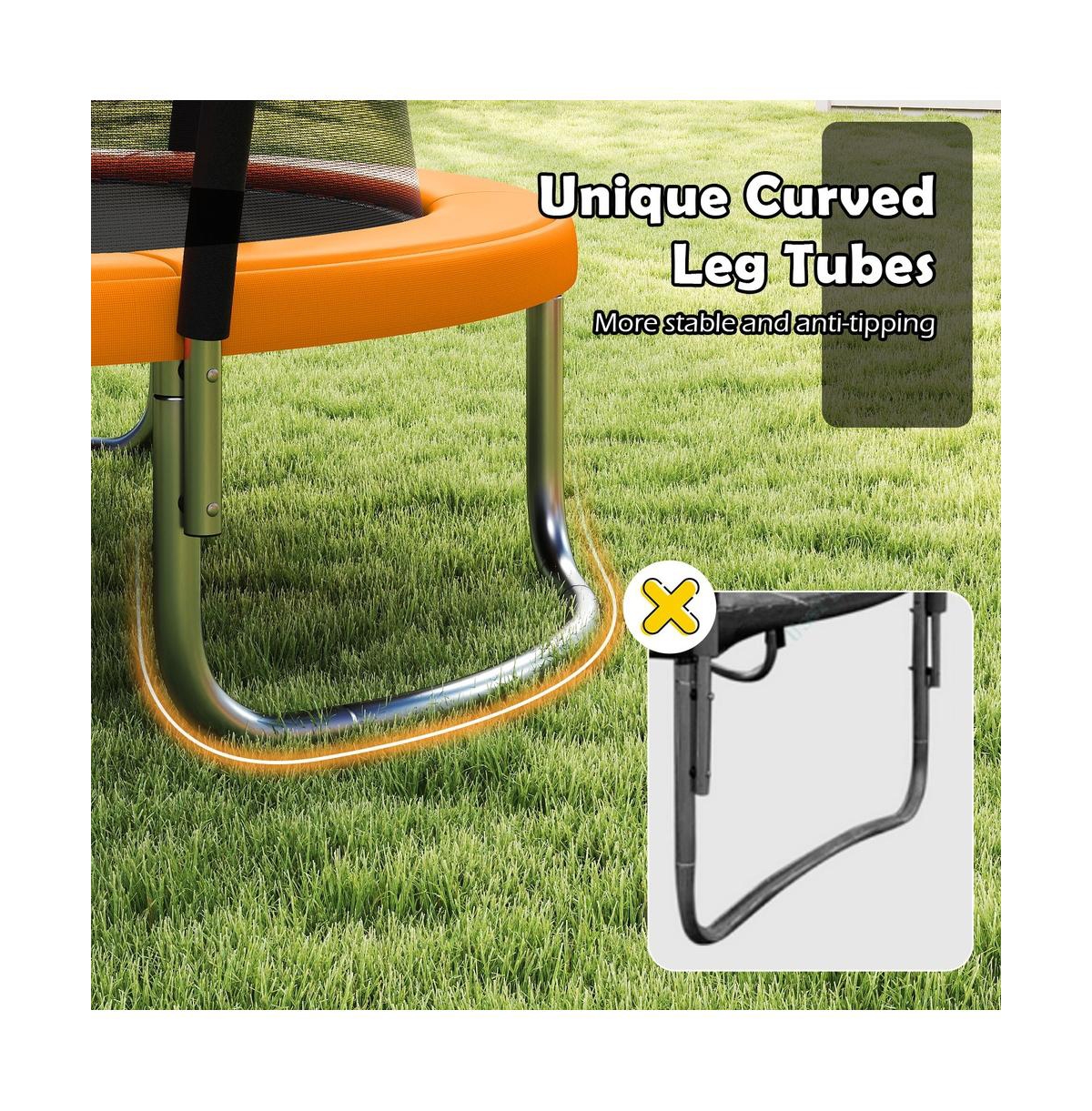 Ruie 8 feet Outdoor Heavy-Duty Recreational Trampoline with Enclosure Net Ladder