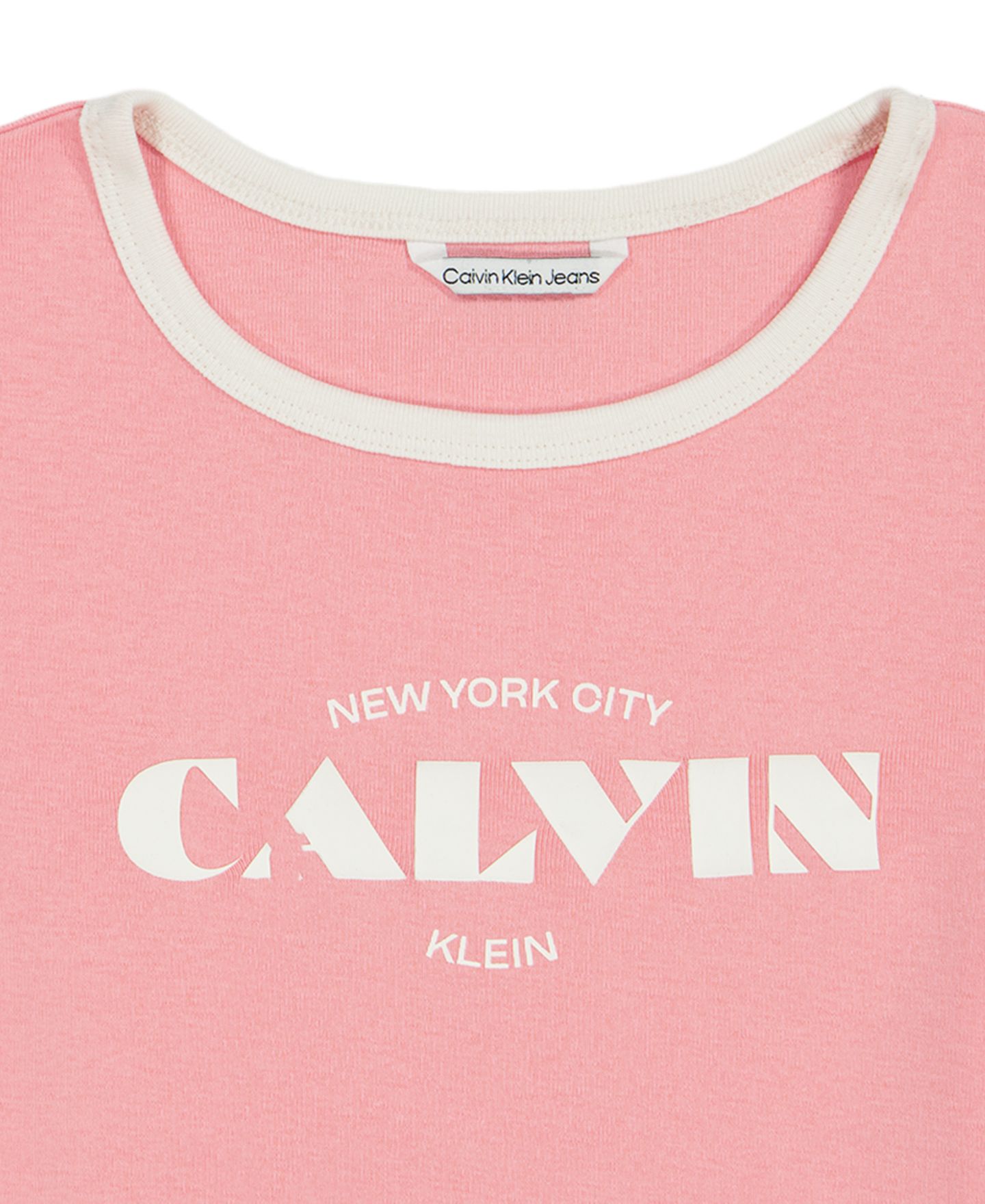 Футболка Calvin Klein Logo Short-Sleeve для девочек, цвет: Розовый — фото 3