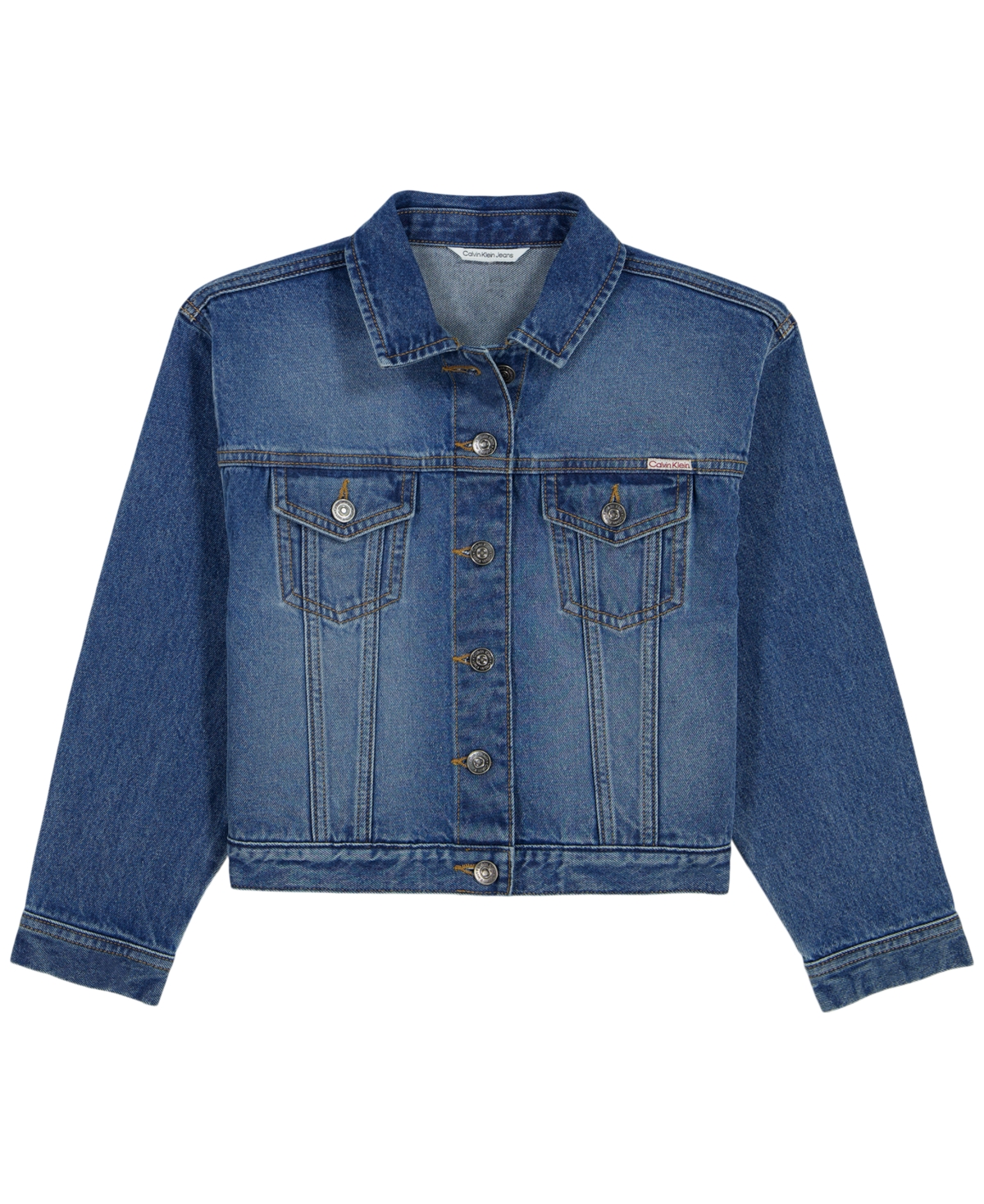 Calvin Klein Girls' 7-16 Button-Front Denim Jacket