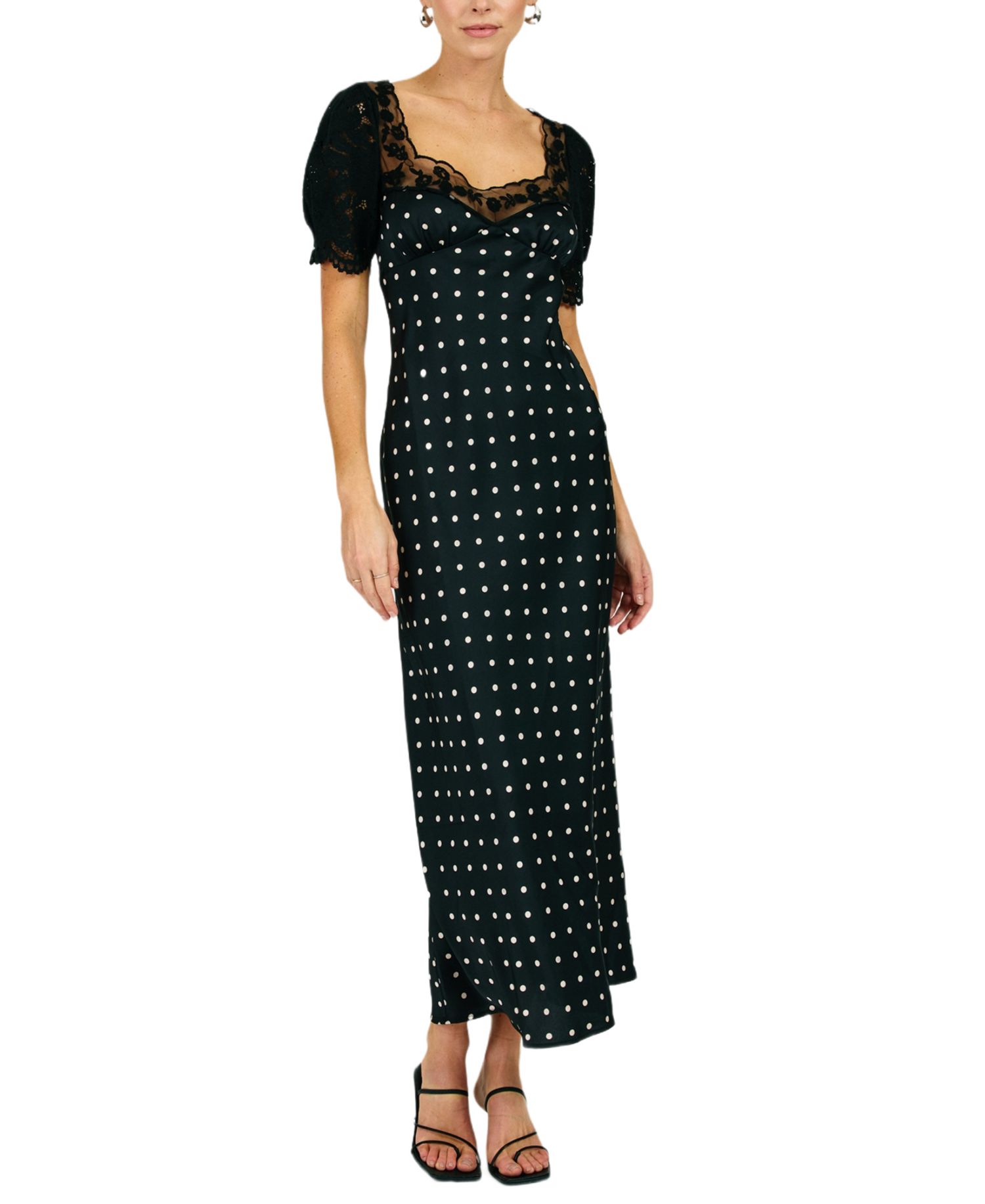 Women's Sophie Polka Dot Lace Trim Maxi Dress