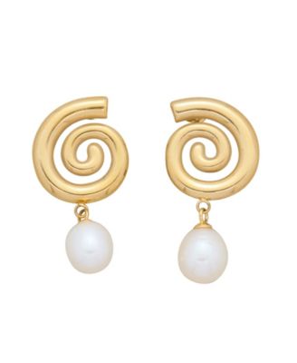 St Moran Tarnish-Resistant Gold Natural Freshwater Imitation Pearl Swirl Statement Athena Earring - Gold 71$