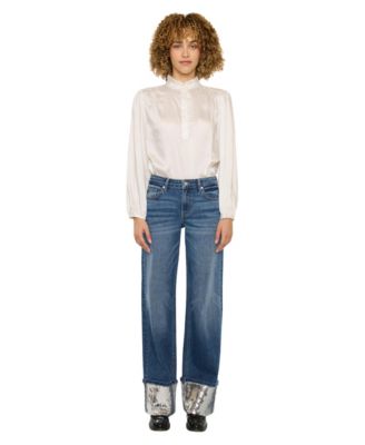 Women's USA Juniors' Mid-Rise Wide-Leg Jeans