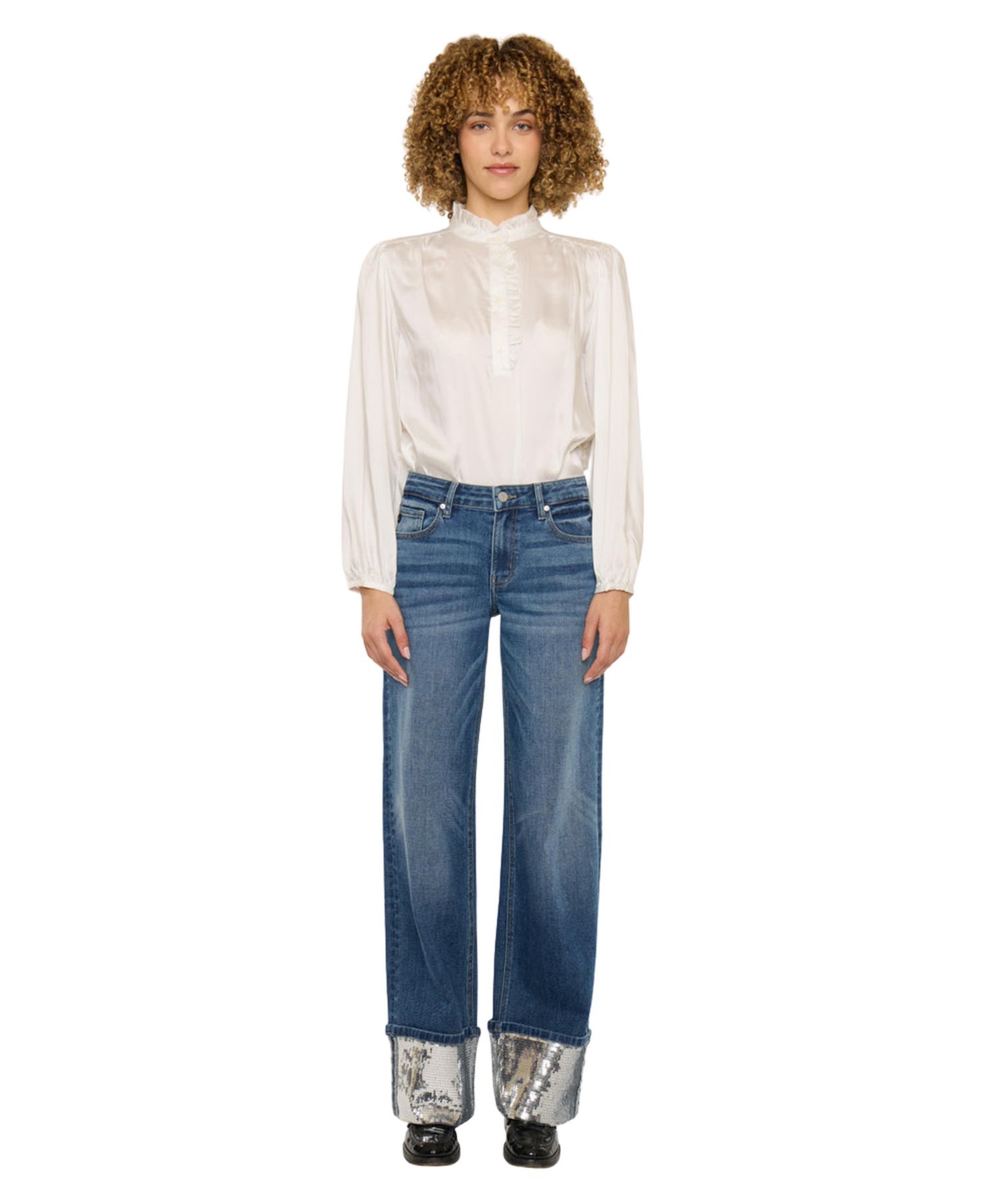 Women's USA Juniors' Mid-Rise Wide-Leg Jeans