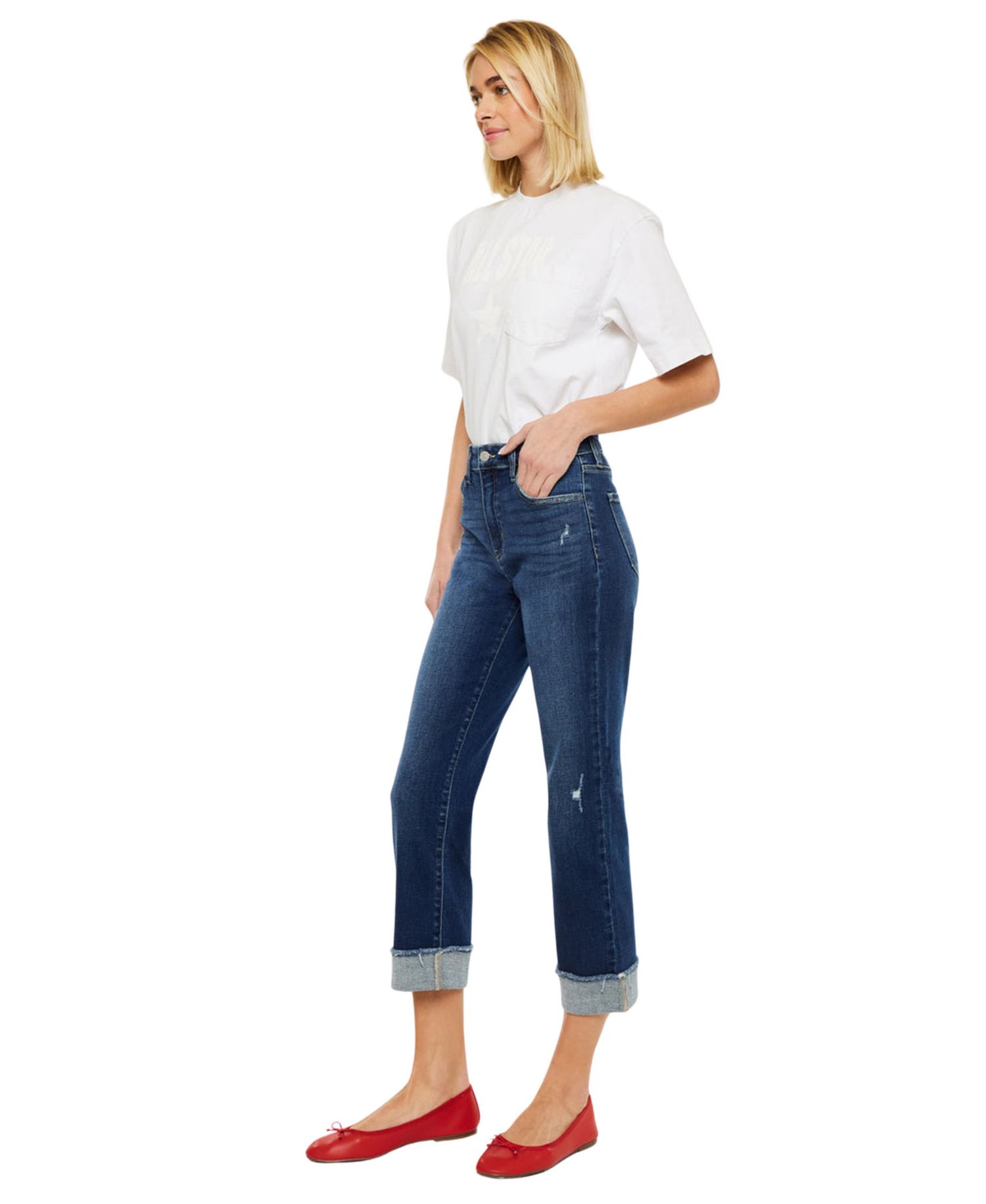 Women's High Rise Cropped Straight-Leg Jeans