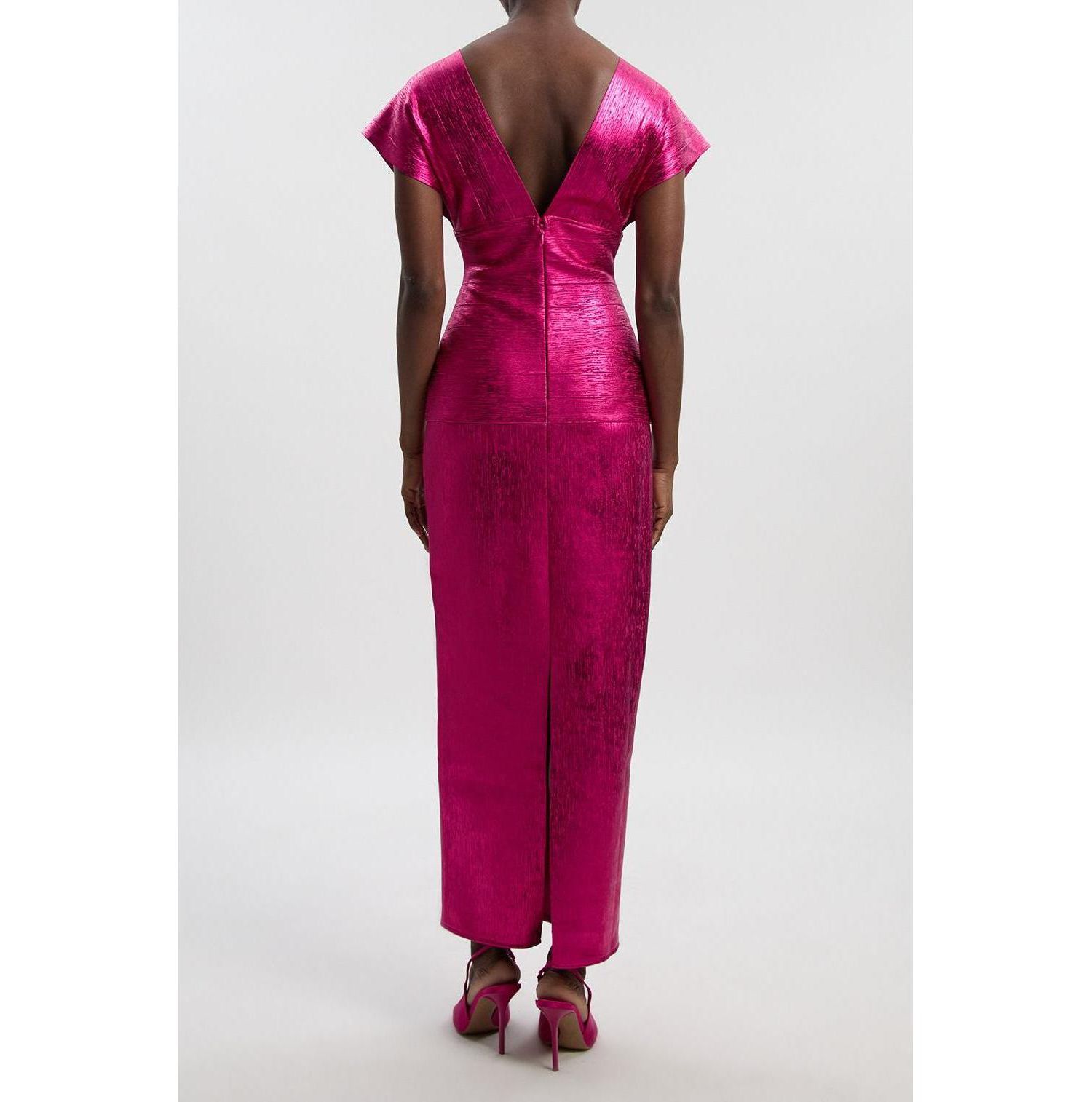 Women's Deep V-Neck Angel Sleeve Maxi Dress