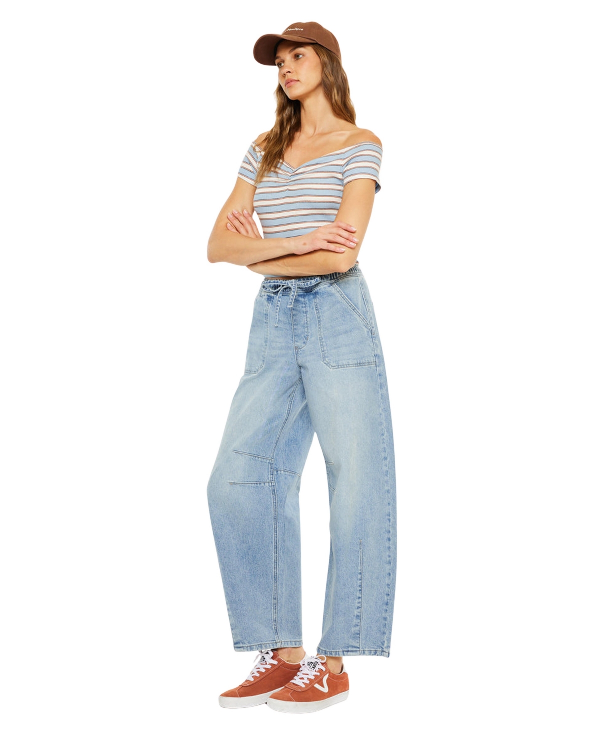 KanCan Women's Starlet Ultra High Rise Horseshoe Pull-On Pants