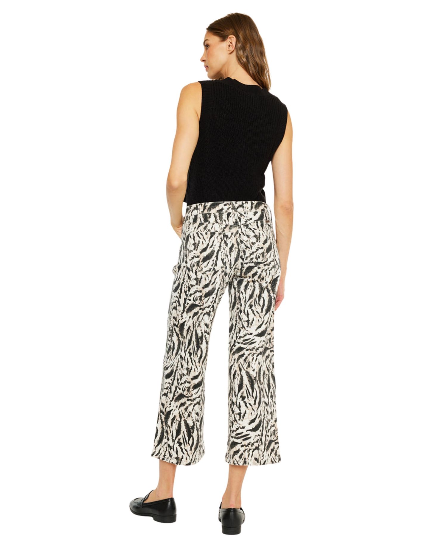 Women's Alonso Mid Rise Printed Crop Wide-Leg Jeans