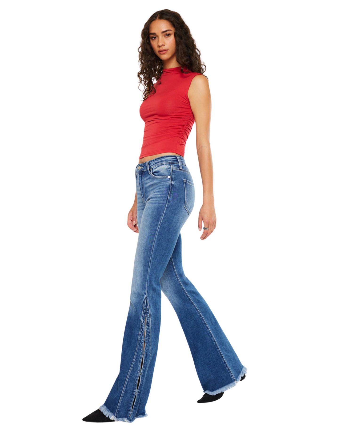Women's Rila High Rise Flare Frayed Hem Jeans