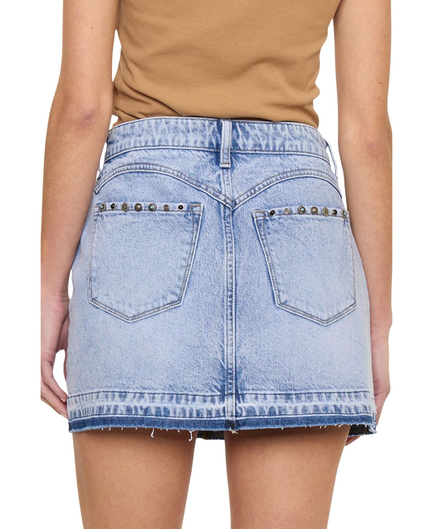 Women's USA Mildred Mid Rise Western Studded Denim Skirt