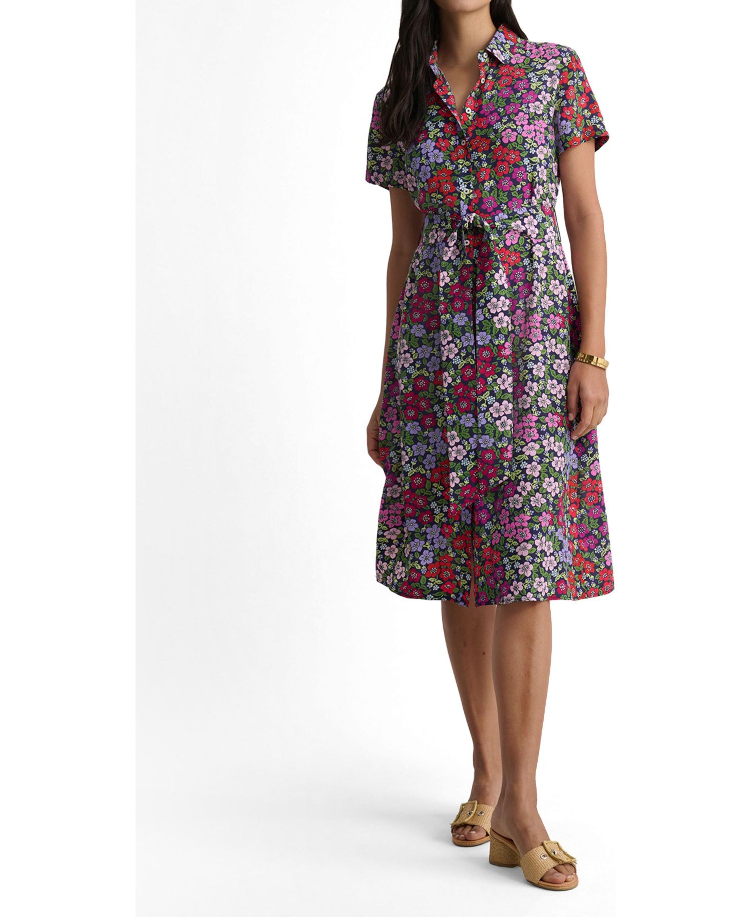 Women's Short-Sleeve Floral Annette Shirt Dress
