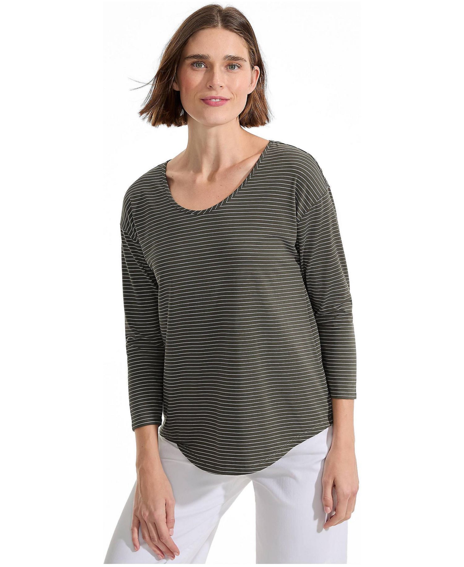 Women's 3/4 Sleeve Lightweight Jersey Shirttail Tee