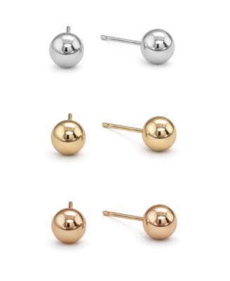 And Now This 3-Pc. Set Silver Plated Ball Stud Earrings
