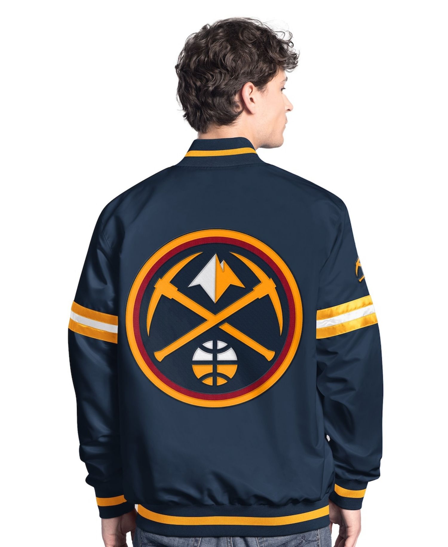 Men's Navy/Gold Denver Nuggets Scout Full Snap Varsity Jacket