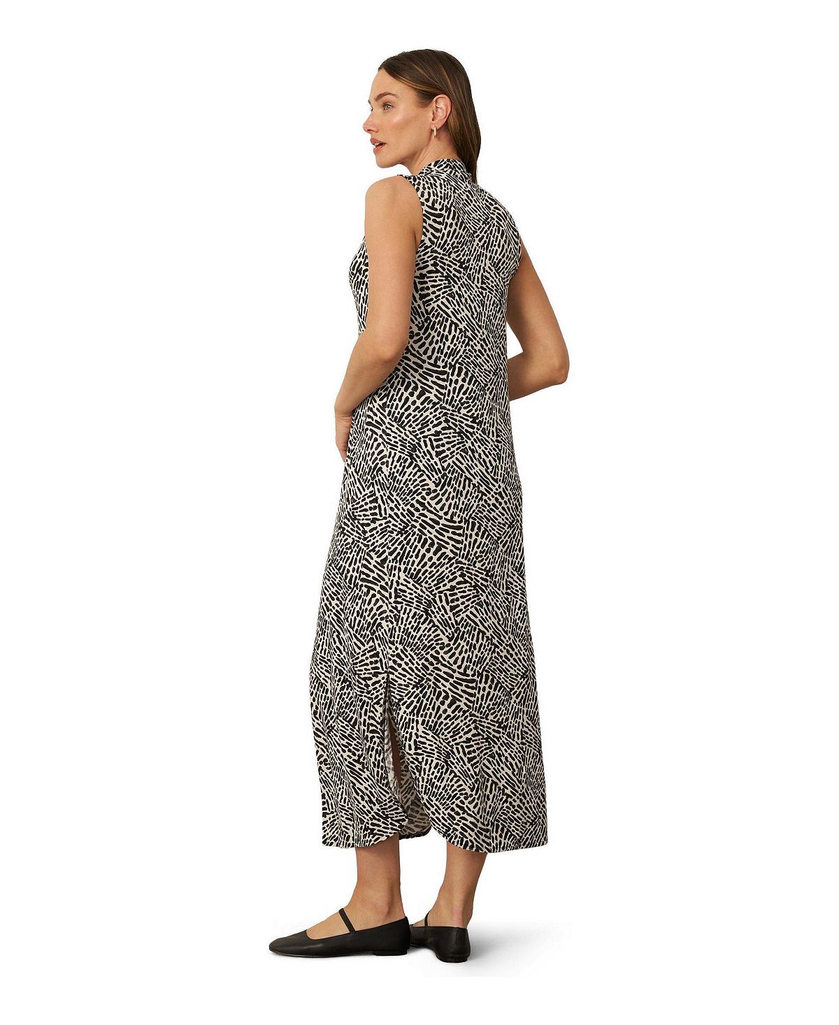 Cable & Gauge Women's Invert Pleat Printed Maxi Dress view 3 — MAYCSS fashion products