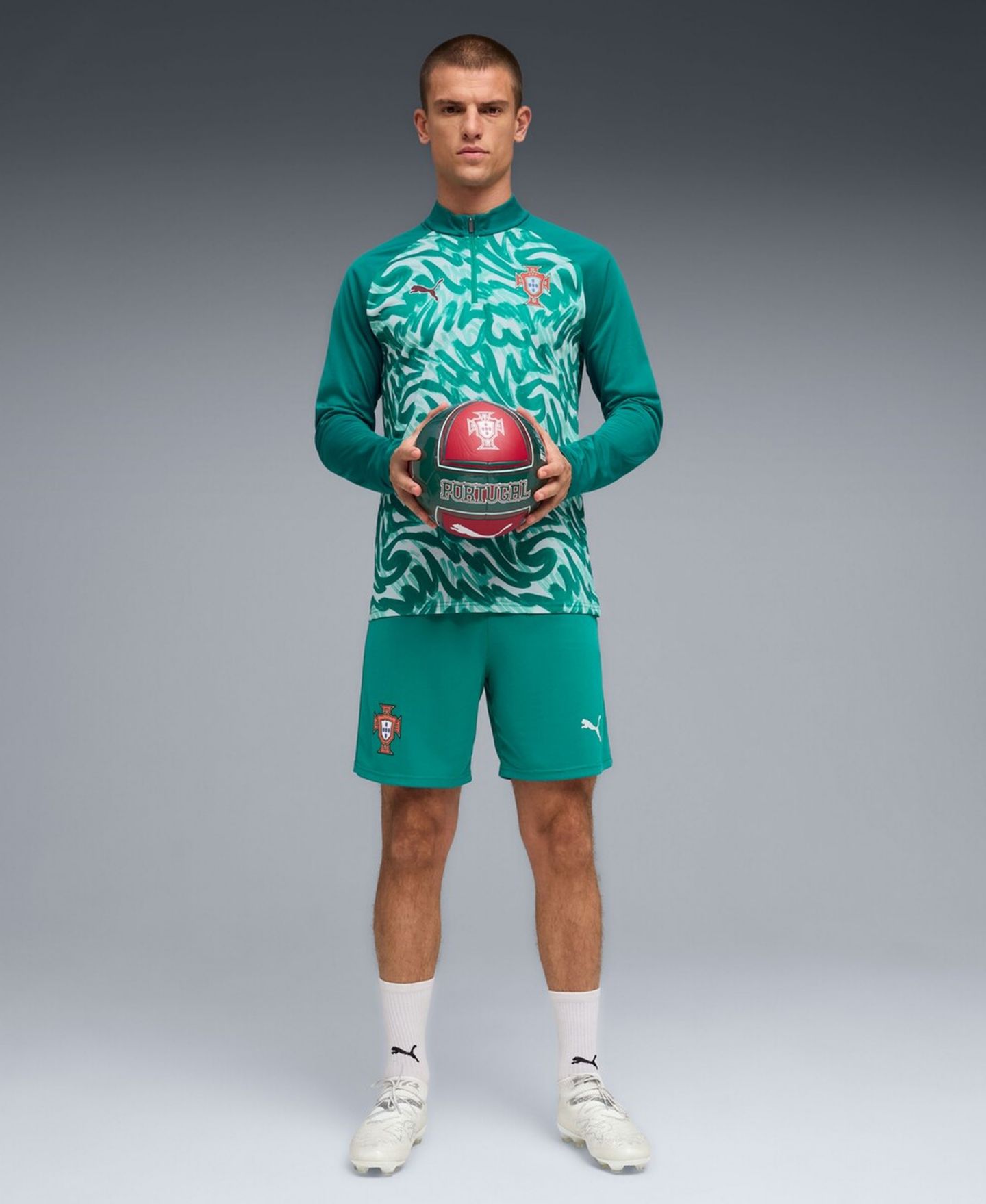 Мужская толстовка PUMA Green Portugal National Team Pre-Match Quarter-Zip — фото 5
