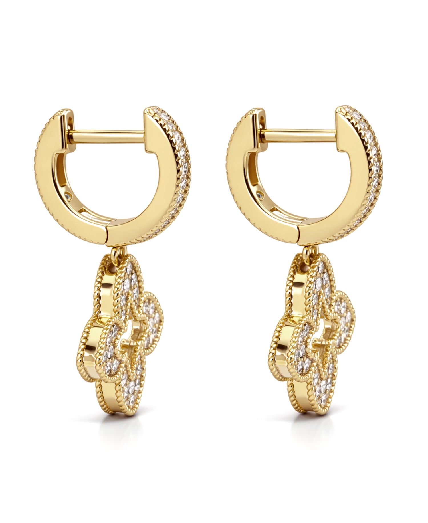 Crystal Clover Hinged Hoop Earrings
