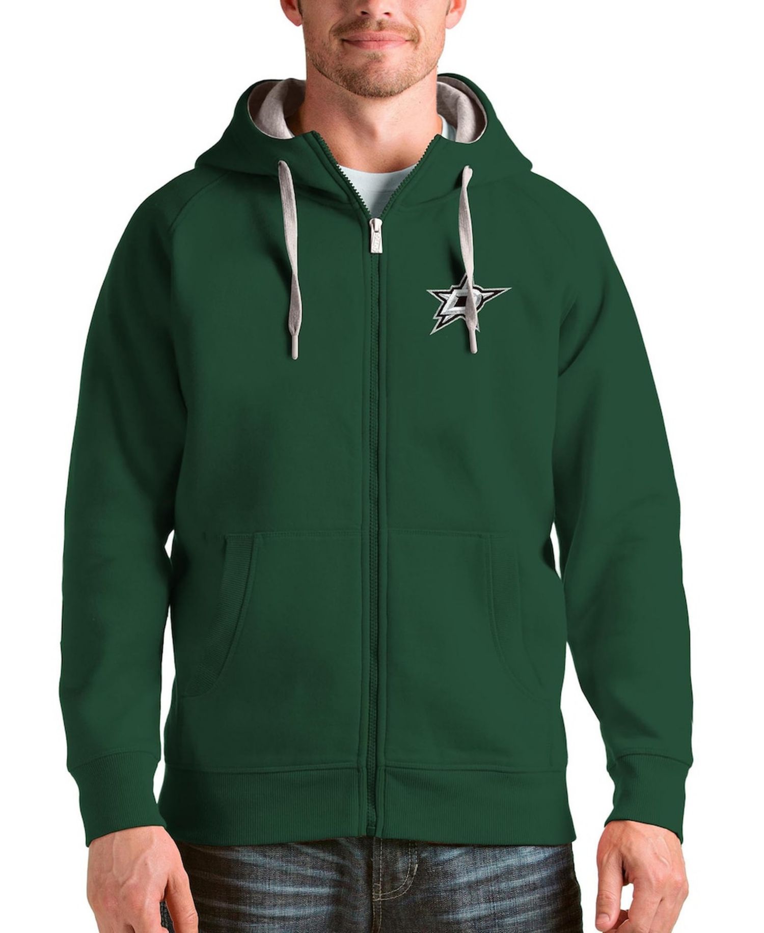 Men's Green Dallas Stars Logo Victory Full-Zip Hoodie