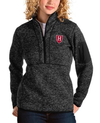 Women's Heather Black Harvard Crimson Fortune Half-Zip Pullover Jacket