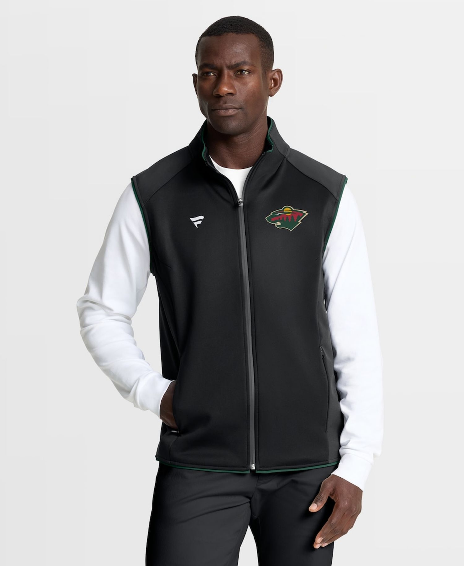 Men's Black Minnesota Wild Authentic Pro Rink Full-Zip Vest