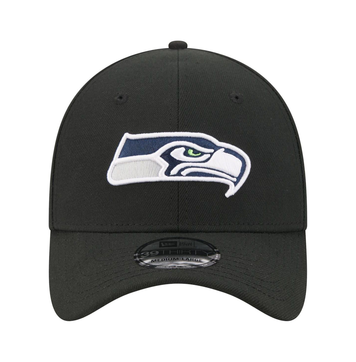 Мужская кепка New Era Black Seattle Seahawks Core Team 39THIRTY Flex Hat — фото 2