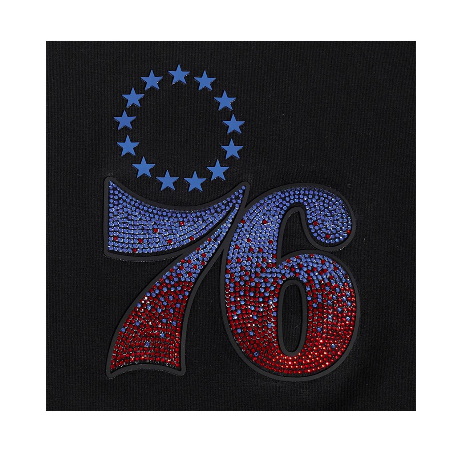 Women's Black Philadelphia 76ers Jewels Boxy Cropped T-Shirt