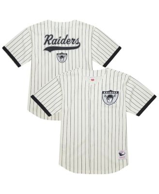 Men's Cream Las Vegas Raiders Big & Tall Heavyweight Mesh Button-Up Fashion Jersey