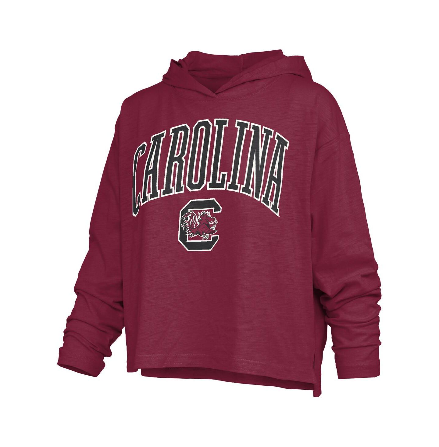 Женская футболка Pressbox Garnet South Carolina Gamecocks Nelson Arch Over Logo Long Sleeve Hooded Slub — фото 2